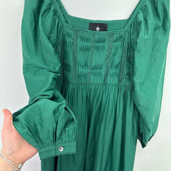 Tuckernuck Women’s Seema Kahai Green Embroidered Poplin Long Sleeve Maxi Dress - Picture 5 of 10